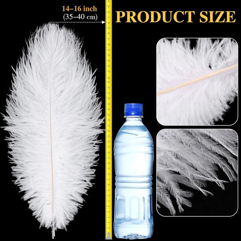 Retrowavy Store 50 Pcs 14-16 Inches Large Natural Ostrich Feathers Bulk for Centerpieces for Wedding Party Centerpieces Home Decoration Flower Arrangement (White) - Image 2